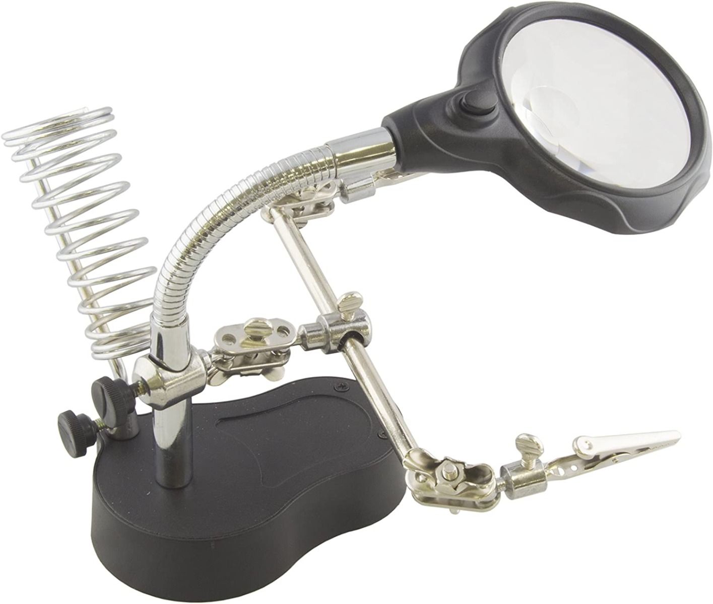 Helping Hand Magnifier LED Light with Soldering Stand Reverse Angle